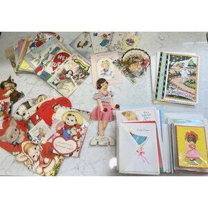 Antique & VTG Cards ~  Birthday Valentines Greeting Cards ~ Many Unused ~ 3 lbs!